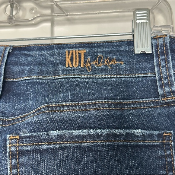 KUT from Kloth Nikki Raw Hem Mid Rise Kick Flare Jeans 4 stretch designer blue - Picture 6 of 12